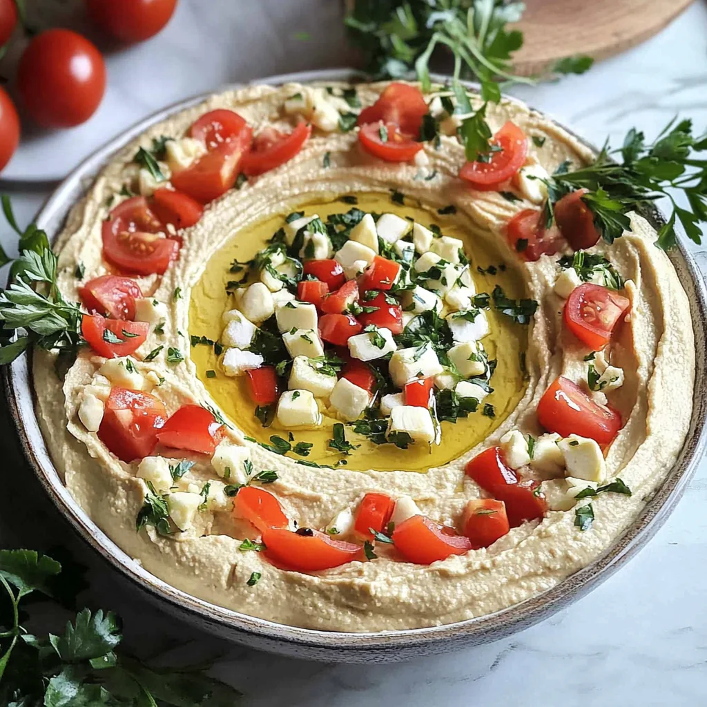 Recipe preparation for Holiday Hummus Appetizer