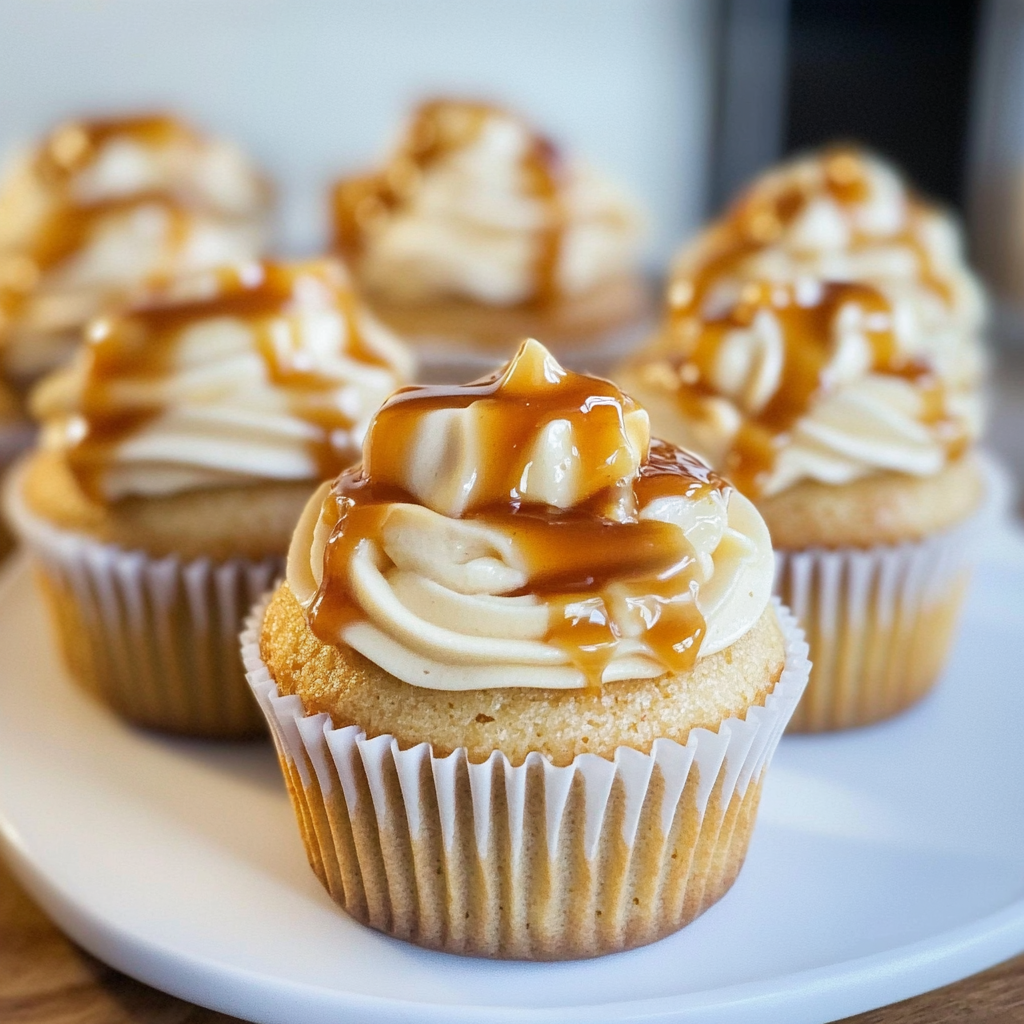 Recipe preparation for Caramel Apple Cider Cupcakes