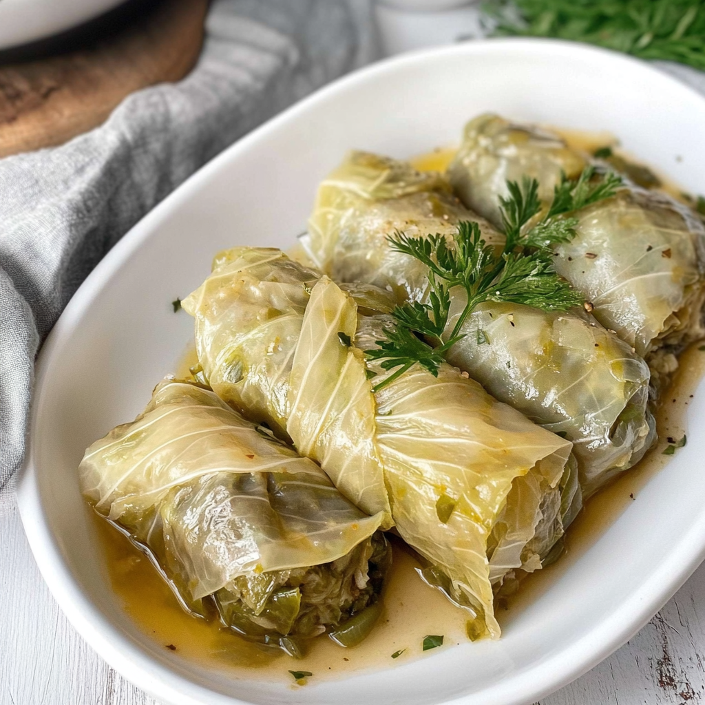 Recipe preparation for Greek Stuffed Cabbage Rolls