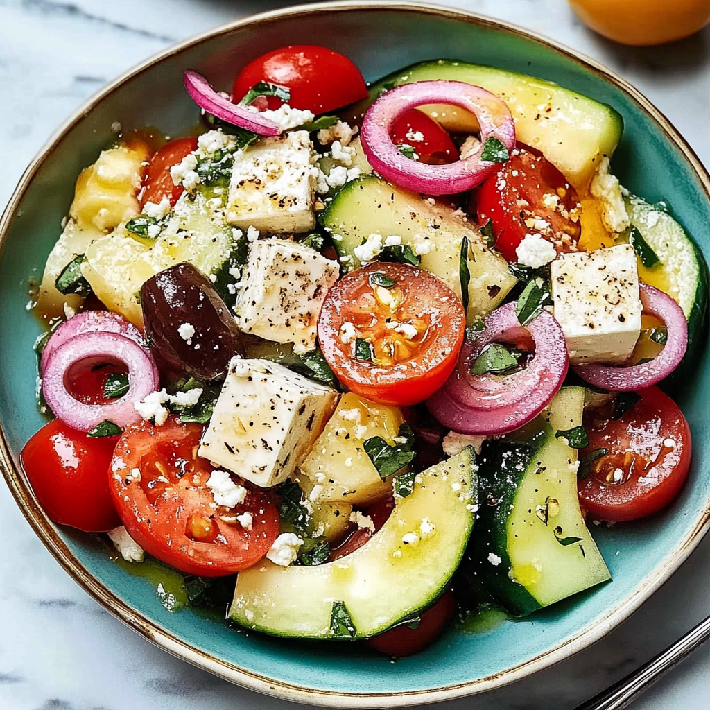 Recipe preparation for greek salad