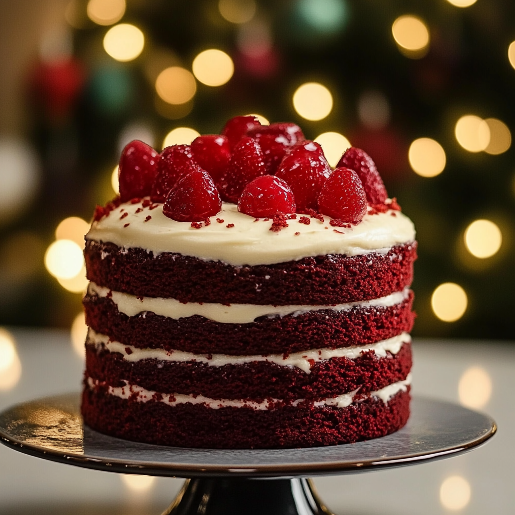 Recipe preparation for Red Velvet Christmas Cake