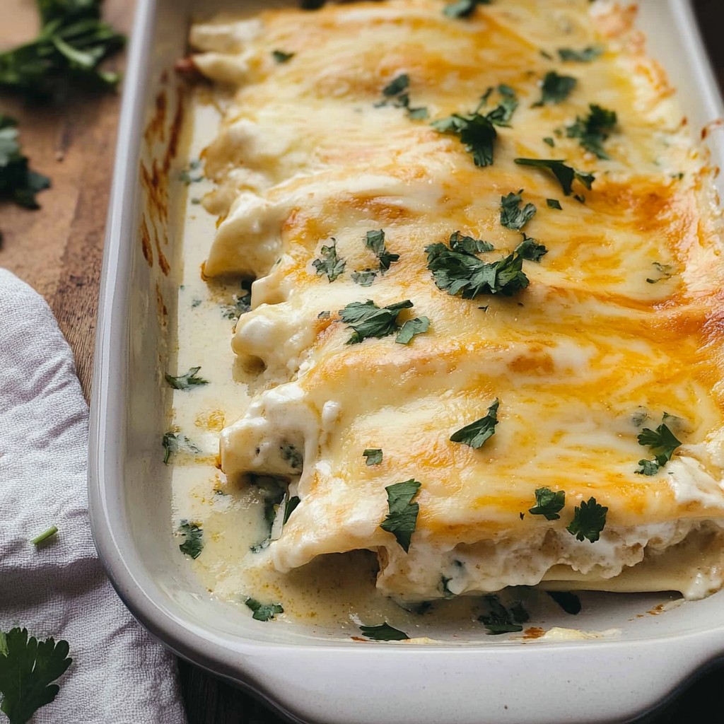 Recipe preparation for White Chicken Enchiladas
