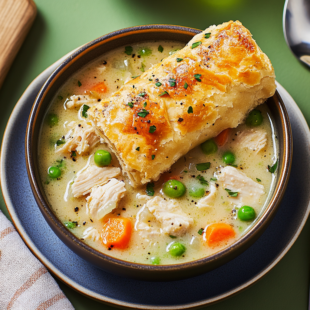 Recipe preparation for Quick Creamy Chicken Pot Pie Soup