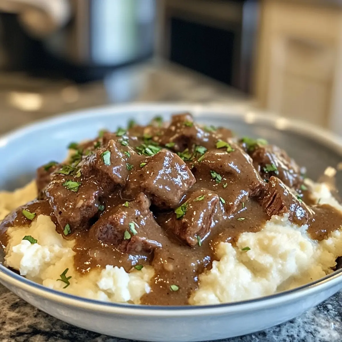 Slow Cooker Beef Tips and Gravy