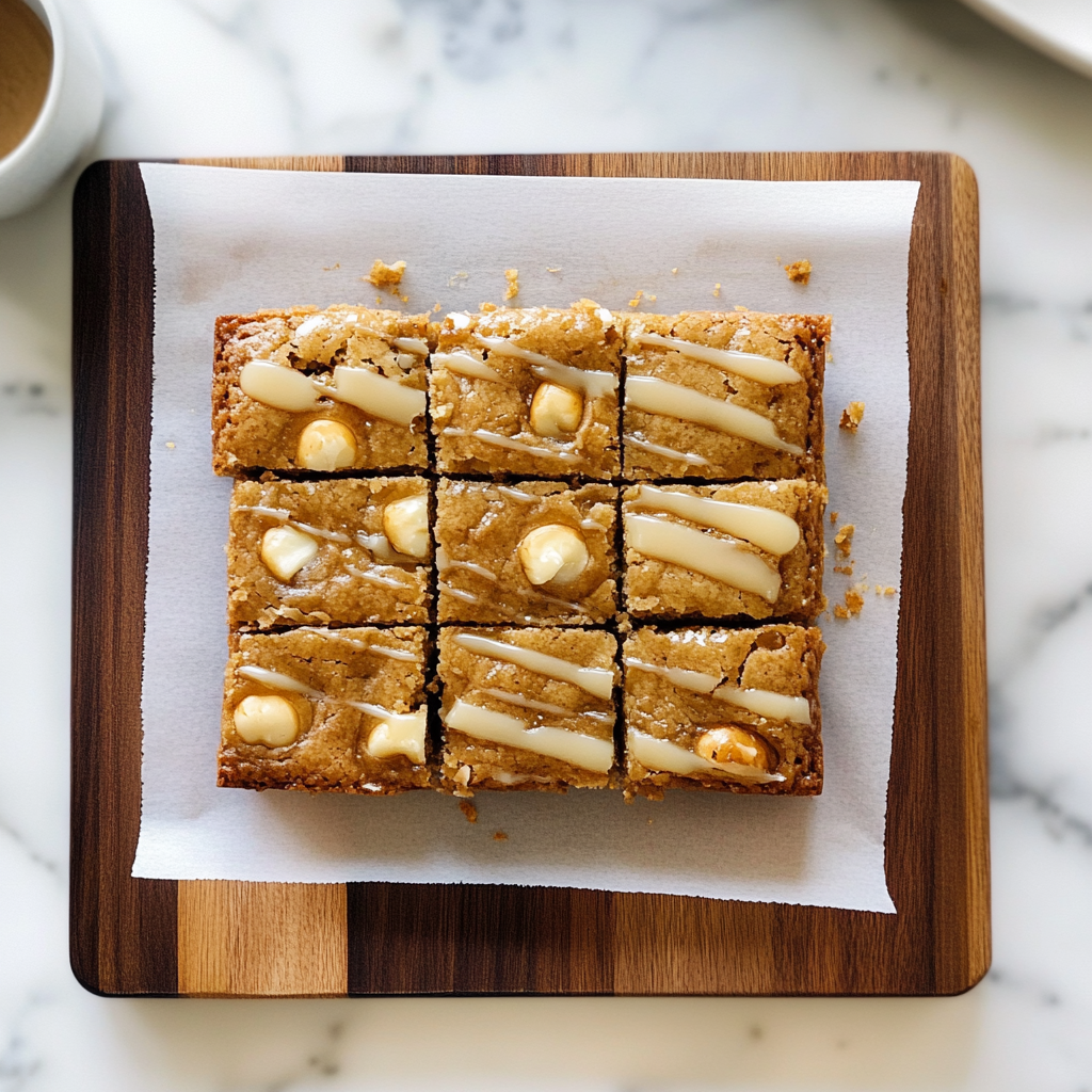 Recipe preparation for Salted Miso Blondies with Macadamia Nuts