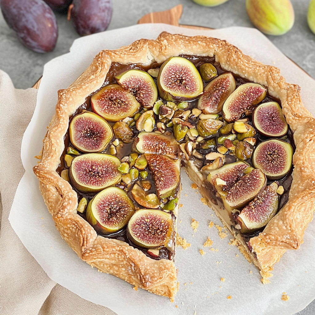 Recipe preparation for Caramelized Fig & Pistachio Heritage Galette