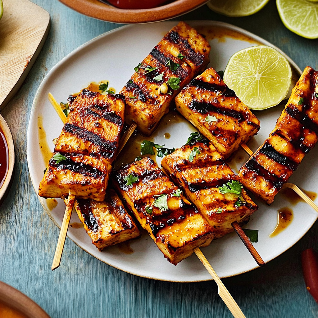 Recipe preparation for Honey-Chili Glazed Halloumi Skewers