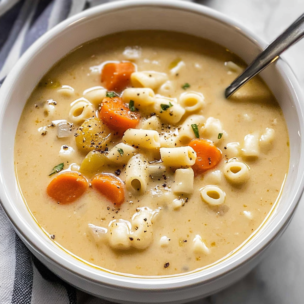 Recipe preparation for Creamy Ditalini Soup