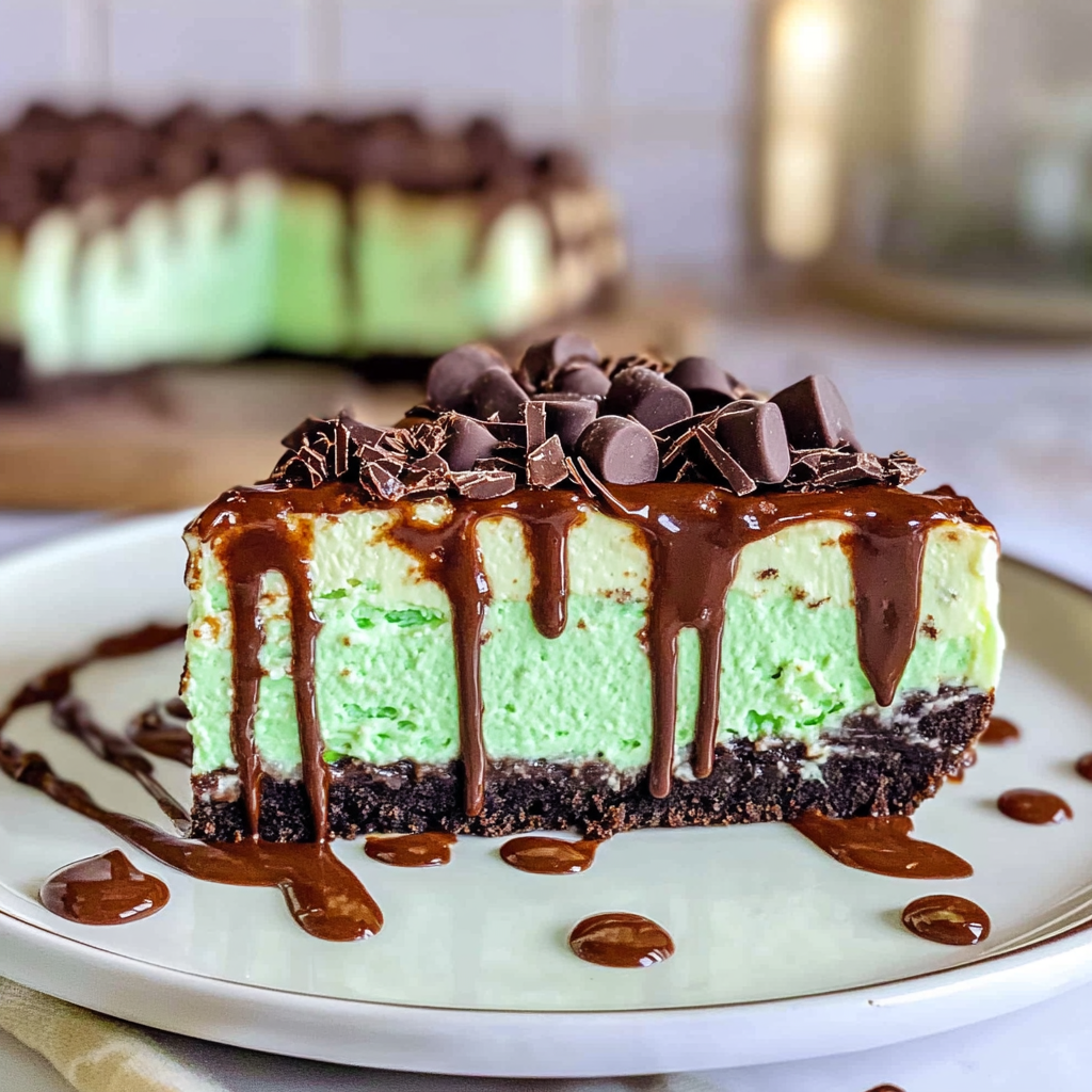Recipe preparation for Mint Chocolate Chip Cheesecake