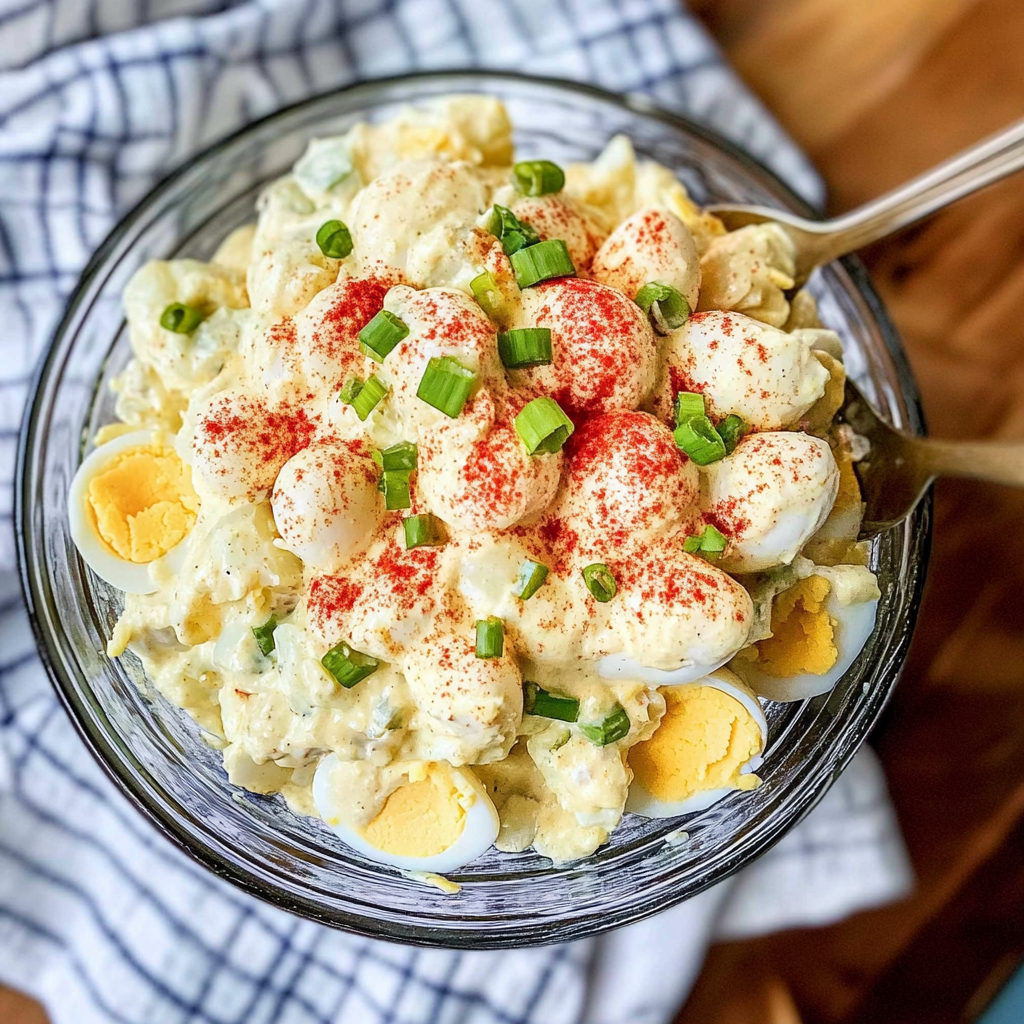 Recipe preparation for Deviled Egg Potato Salad