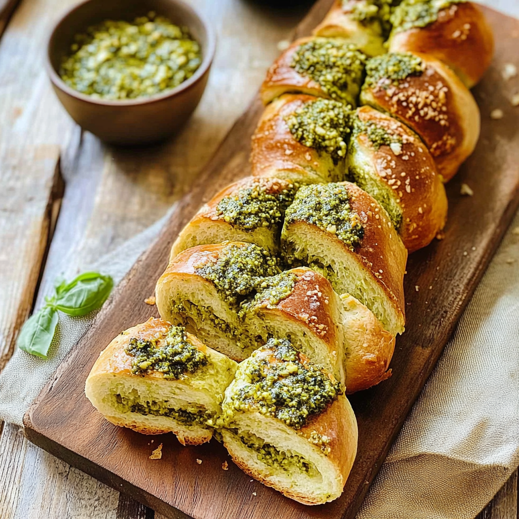 Recipe preparation for Braided Pesto Bread
