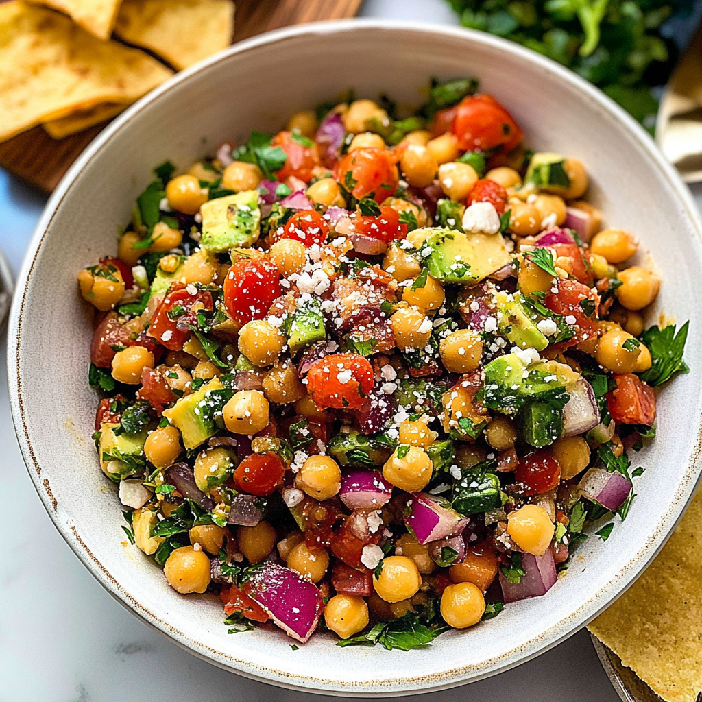 Recipe preparation for Mediterranean Chickpea Salad