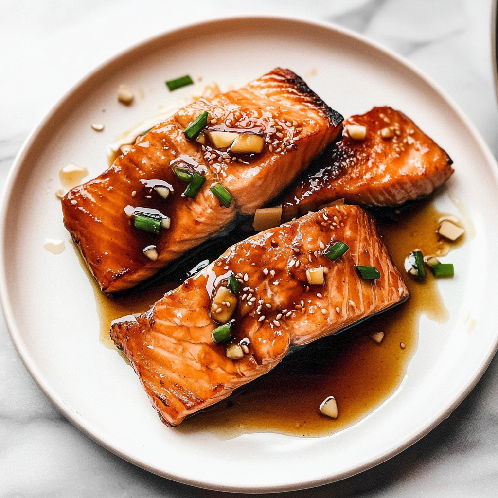 Recipe preparation for Honey Garlic Soy Glazed Salmon