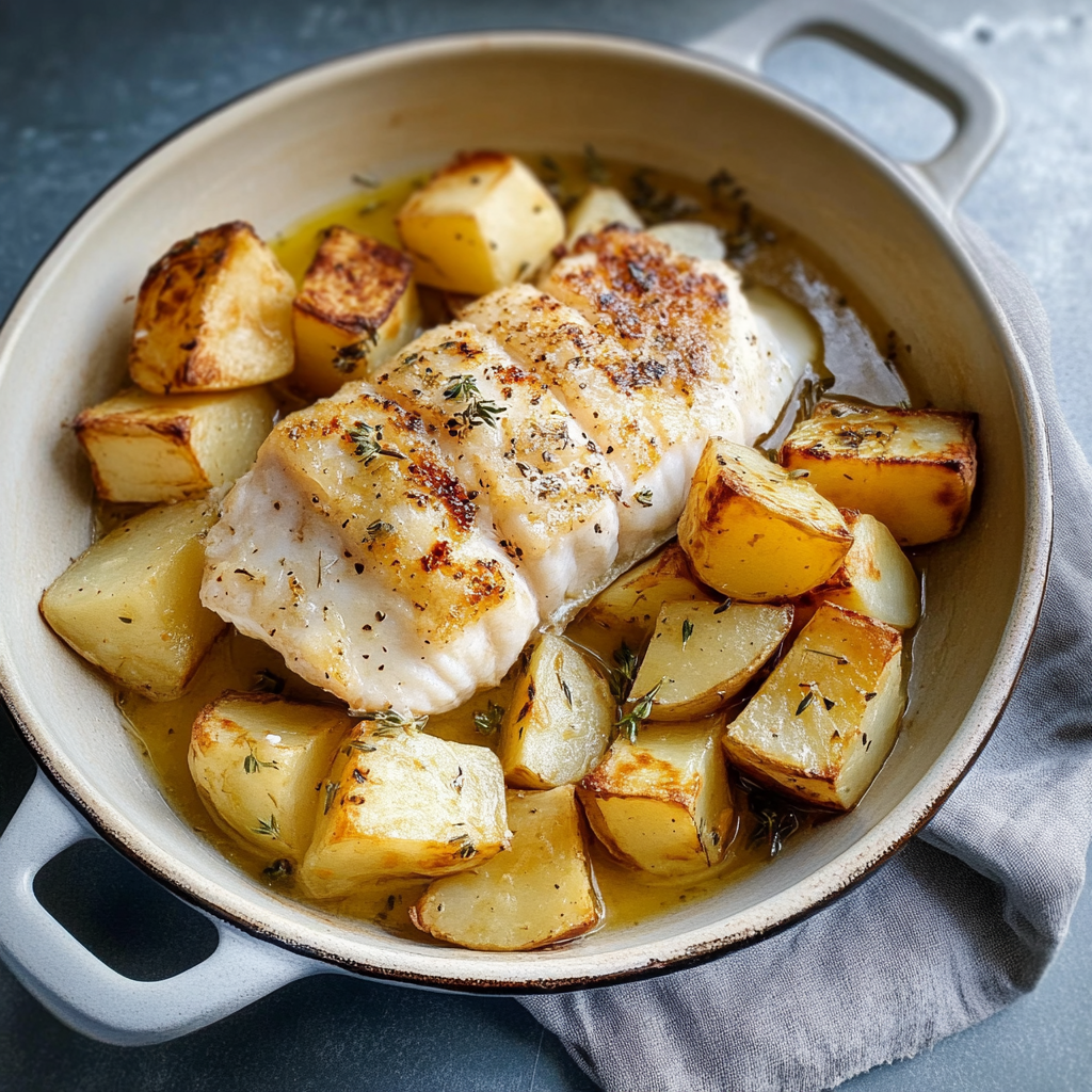 Recipe preparation for Roasted Cod and Potatoes