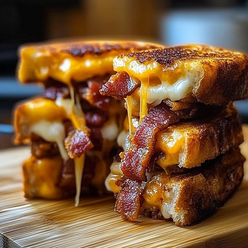 Recipe preparation for Bacon Wrapped Grilled Cheese Fingers