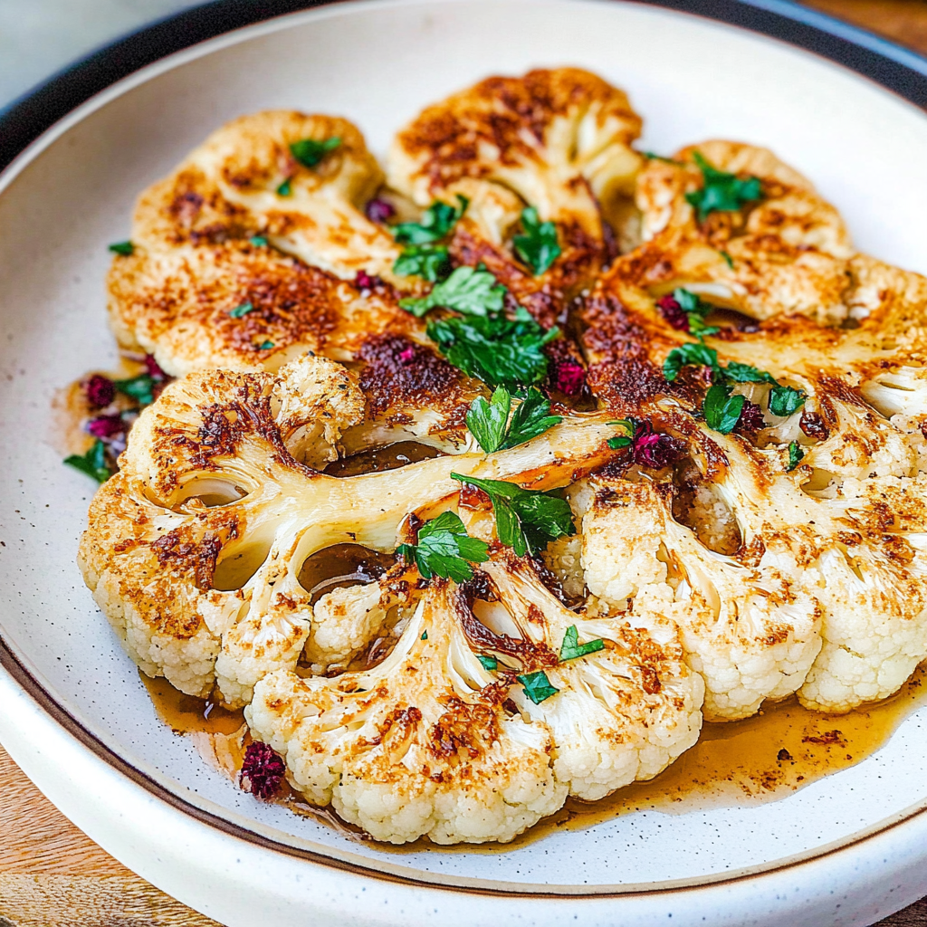Recipe preparation for Roasted Cauliflower Steaks