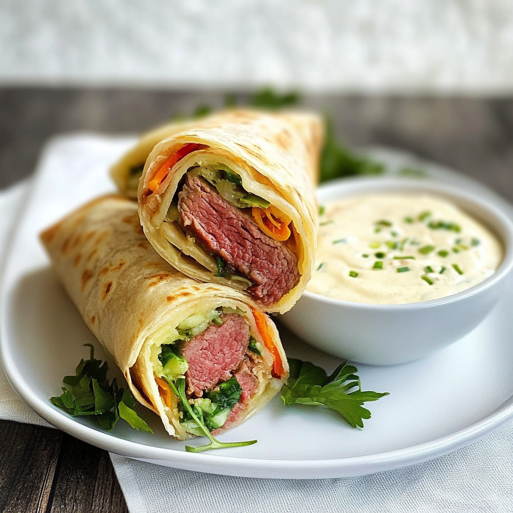 Recipe preparation for Roast Beef Wraps