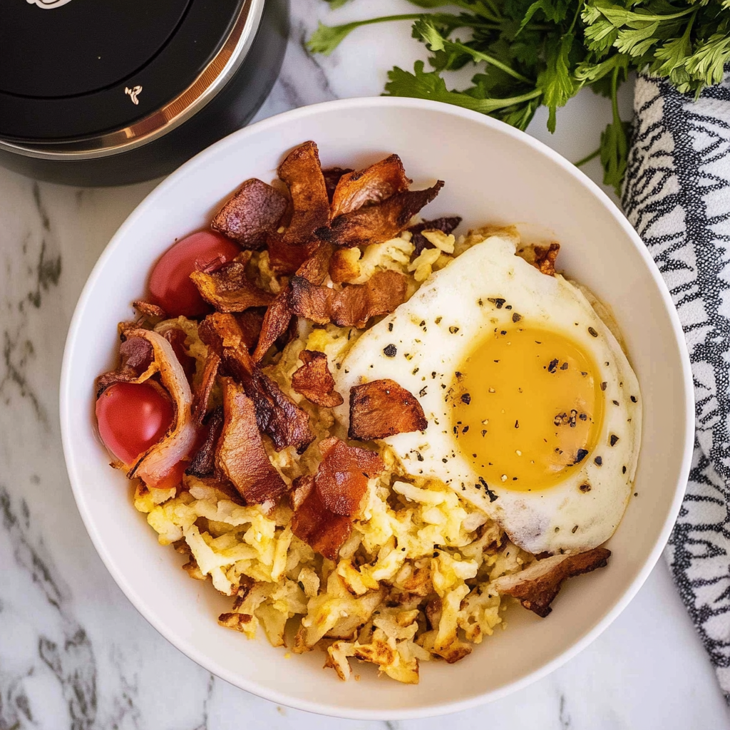 Recipe preparation for Hash Brown Breakfast Bowls