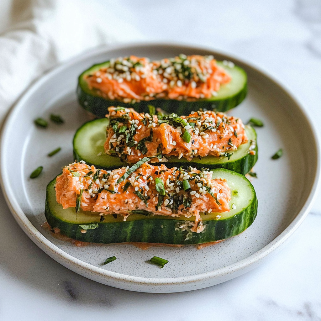 Recipe preparation for Cucumber Tuna Rounds