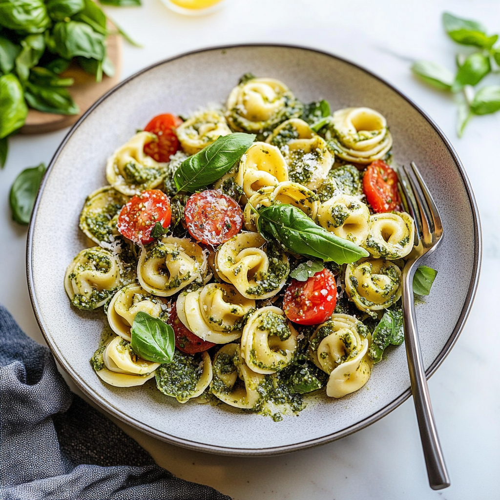 Recipe preparation for Pesto Tortellini Salad