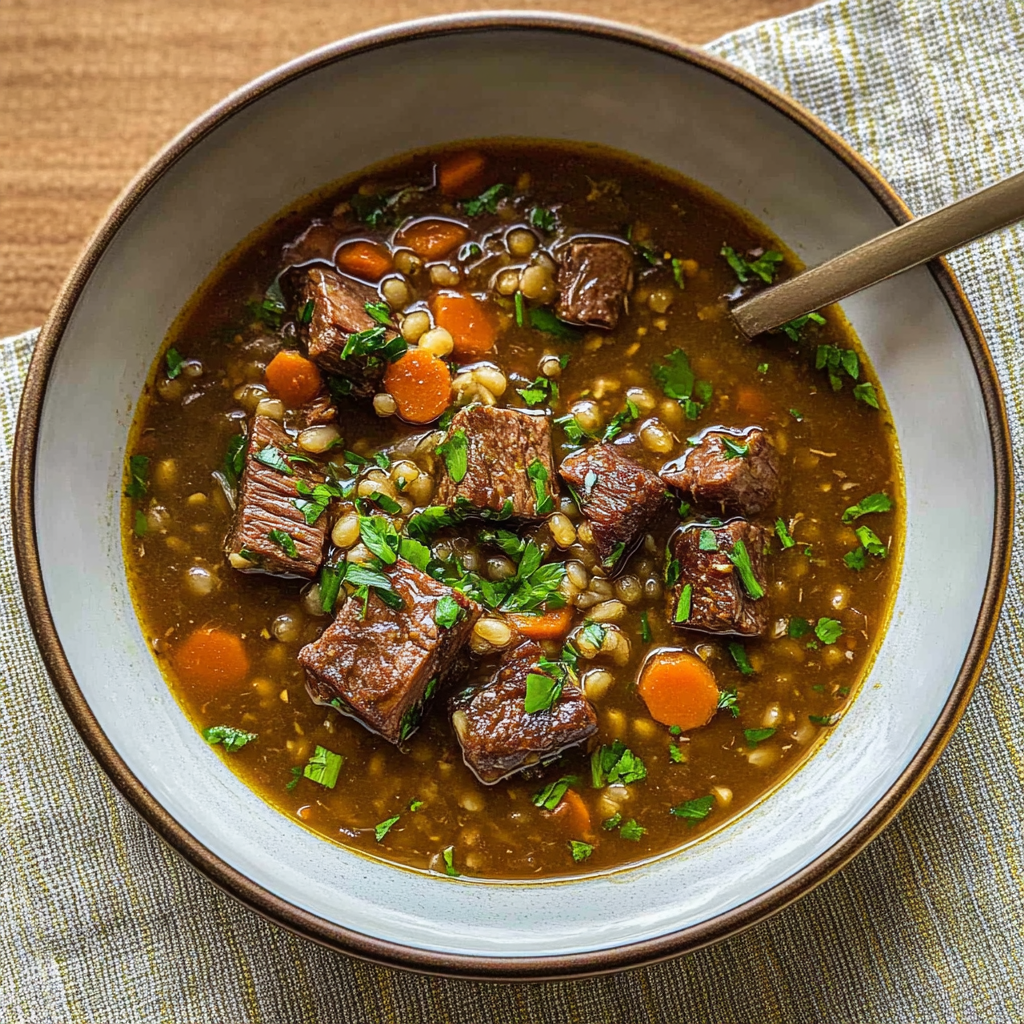 Recipe preparation for Beef Barley Soup