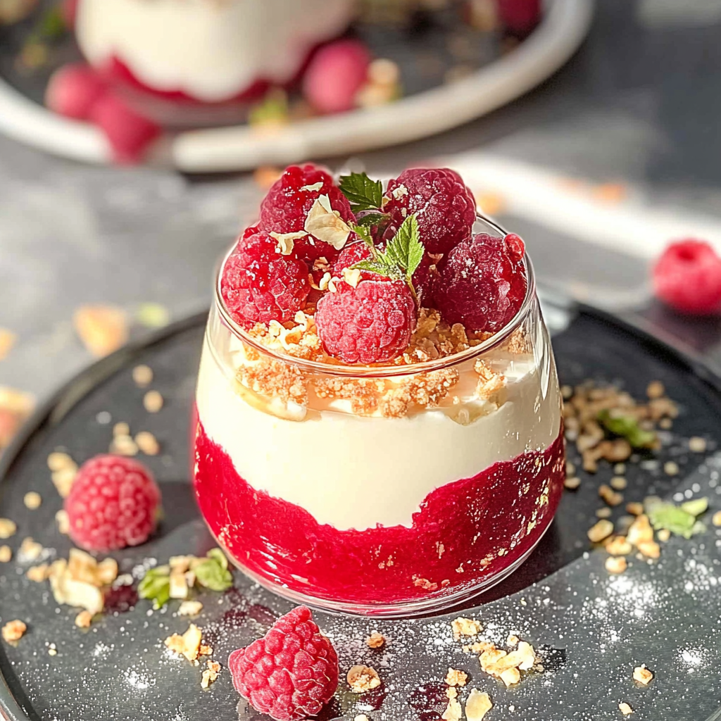 Recipe preparation for Raspberry Rose Parfait