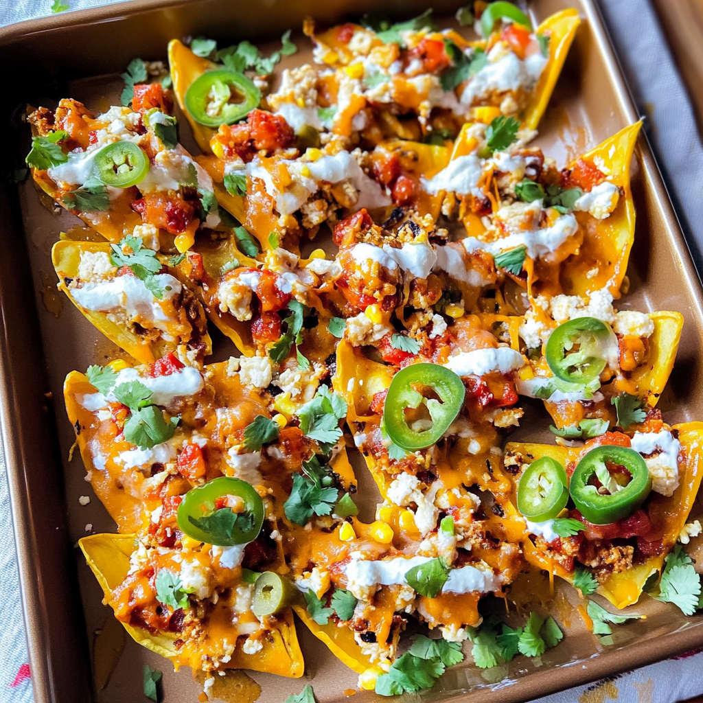 Recipe preparation for Mini Bell Pepper Turkey Nachos