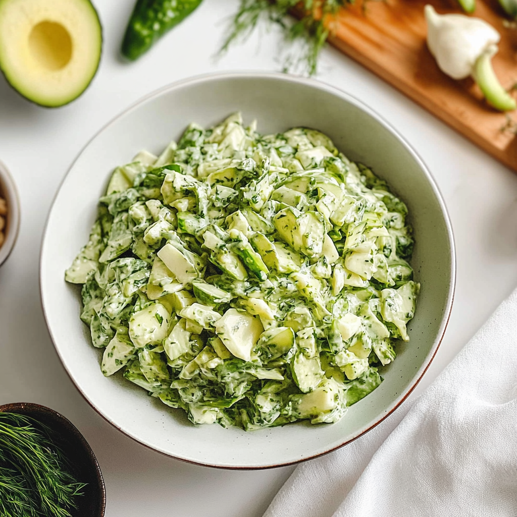 Recipe preparation for Green Goddess Salad With Creamy Herb Dressing