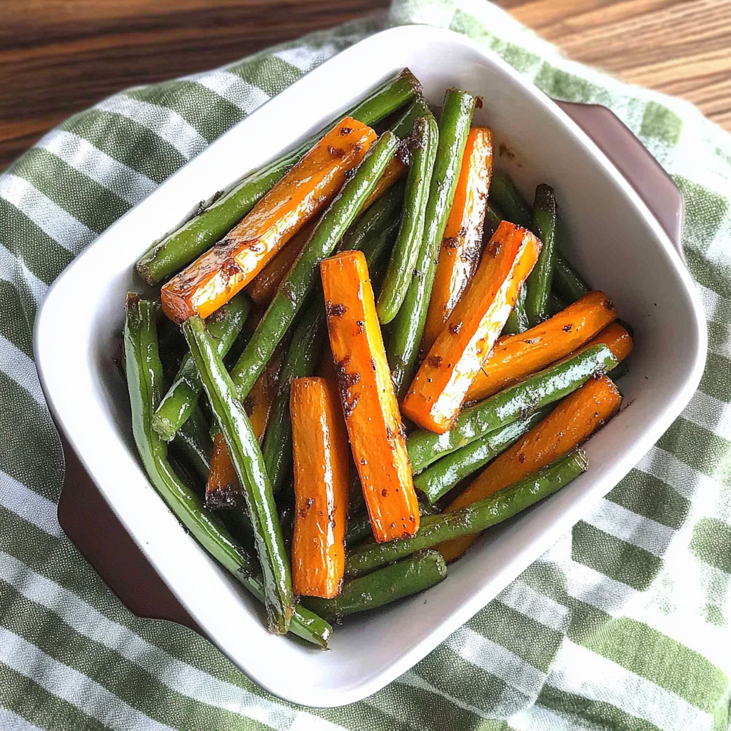Recipe preparation for Honey Glazed Carrots & Green Beans
