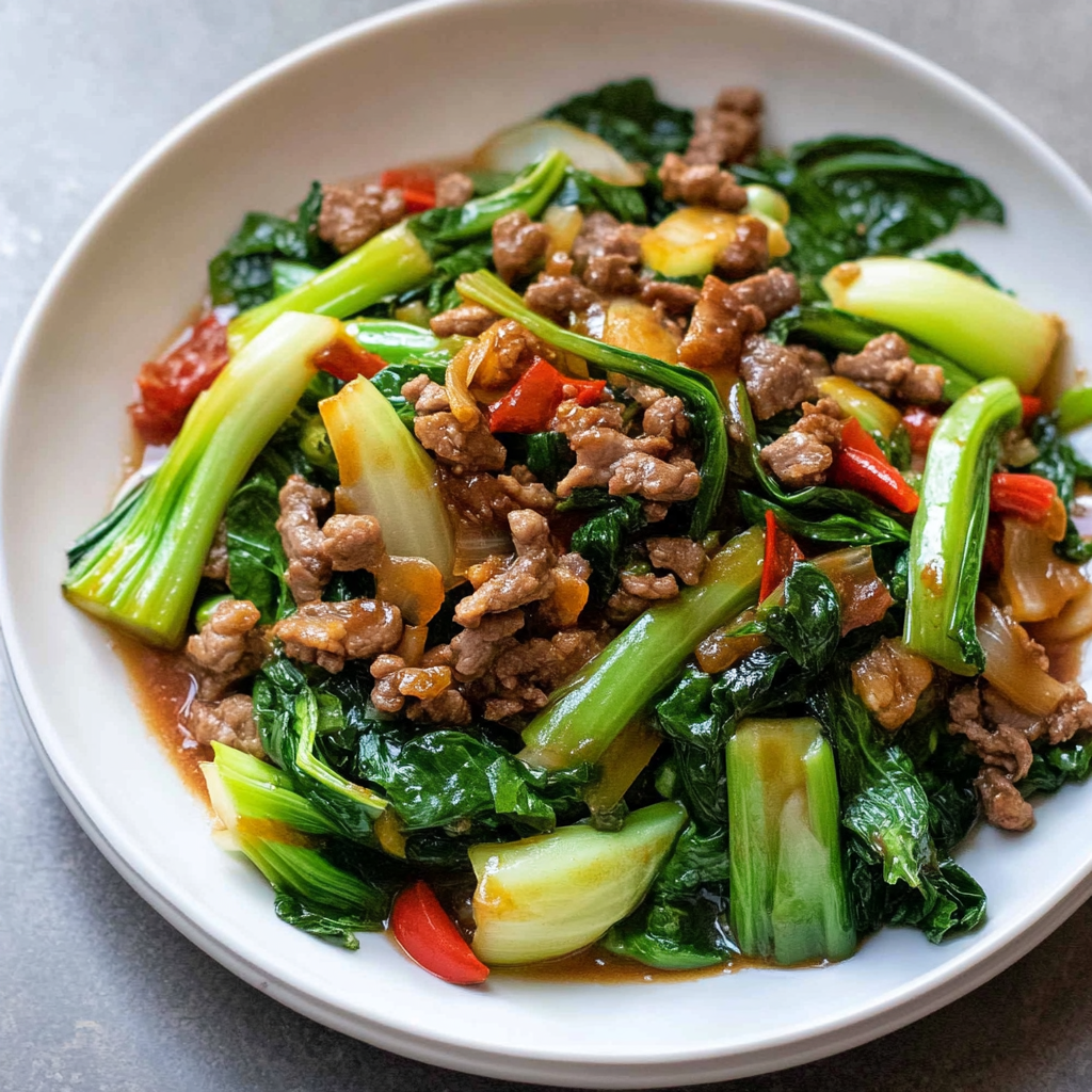 Recipe preparation for Bok Choy Beef Stir-Fry