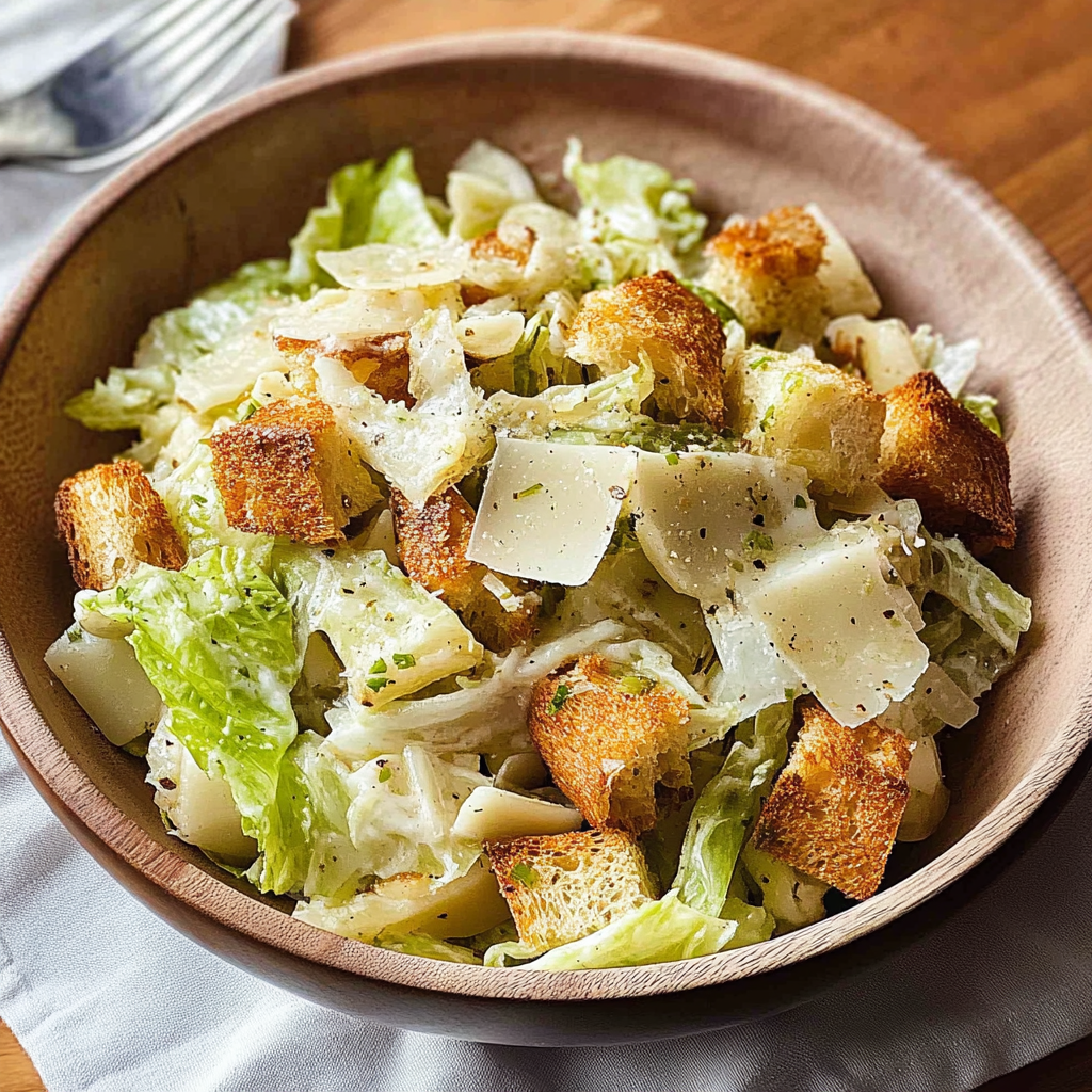 Recipe preparation for Roasted Cabbage Caesar with Sourdough Croutons