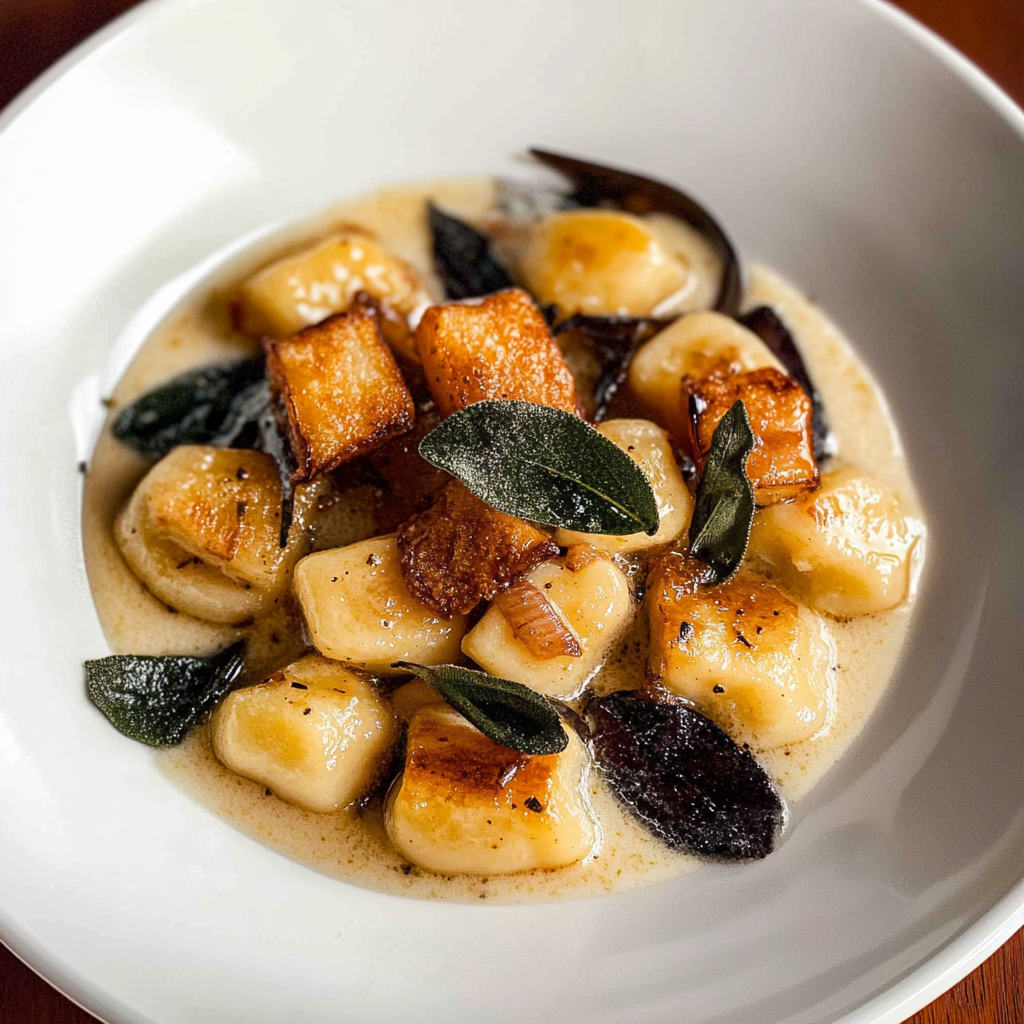 Recipe preparation for Browned Butter & Sage Gnocchi with Crispy Pancetta