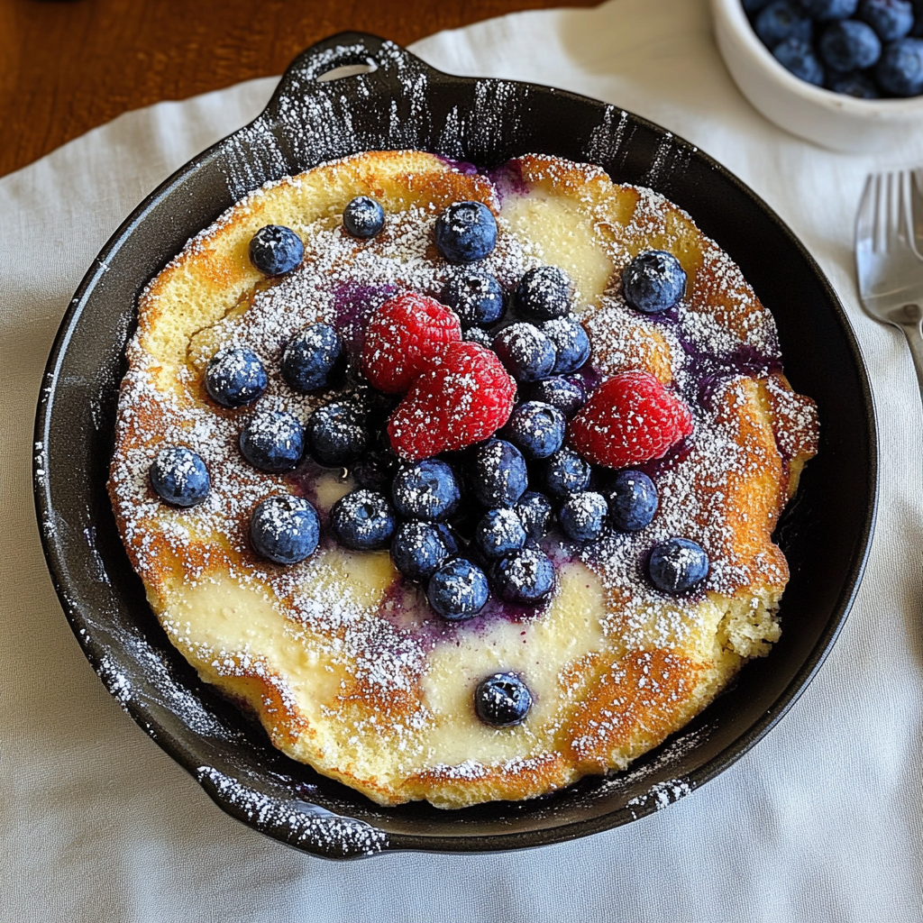 Recipe preparation for Sourdough Discard Blueberry Dutch Baby