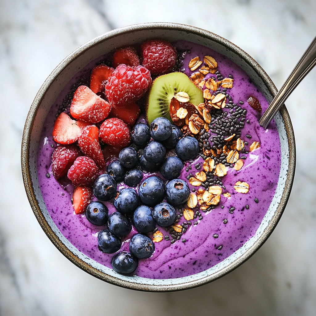 Recipe preparation for High-Protein Black Currant Smoothie Bowl