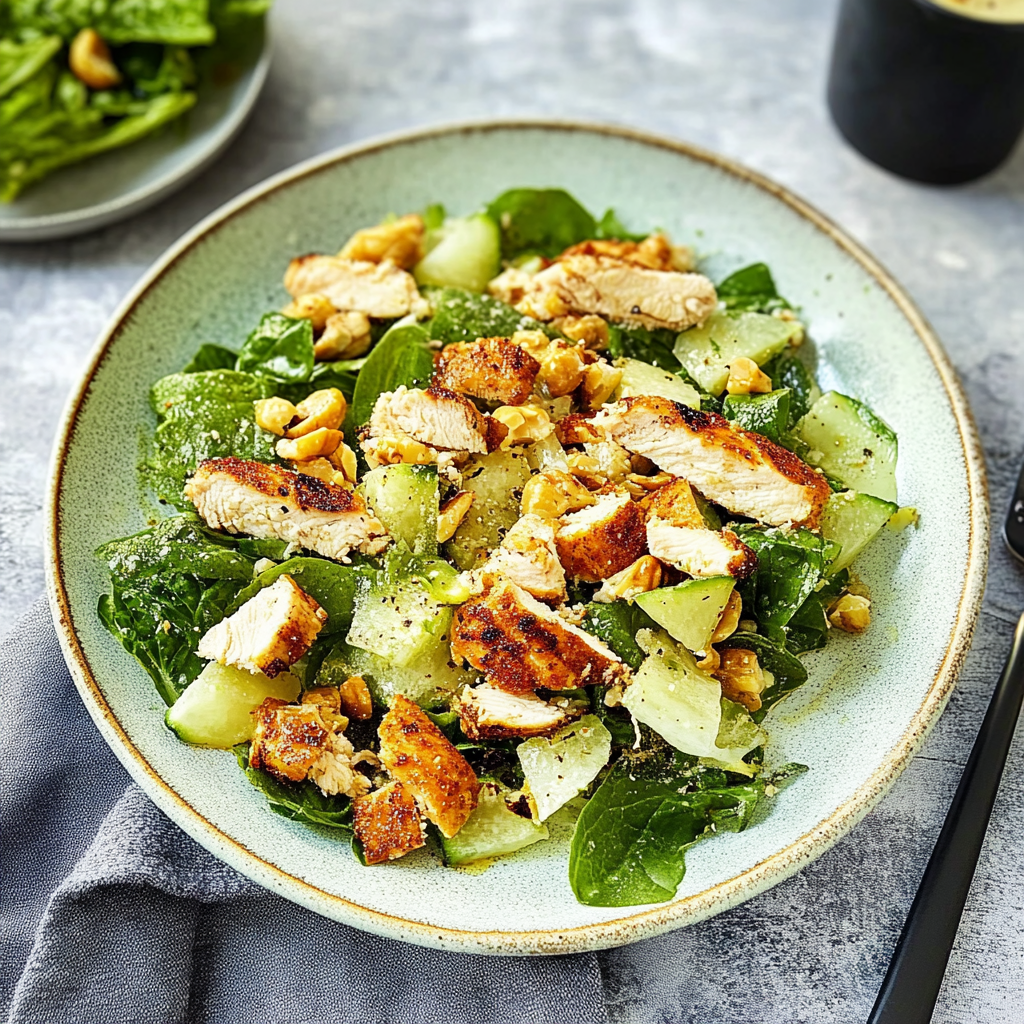 Recipe preparation for Lemon-Pepper Chicken Salad with Candied Walnuts