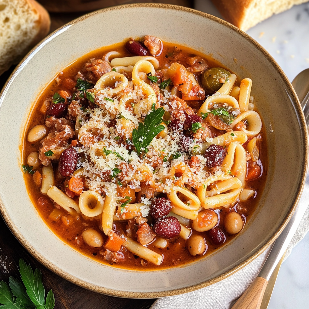 Recipe preparation for 30-Minute One-Pot Pasta e Fagioli