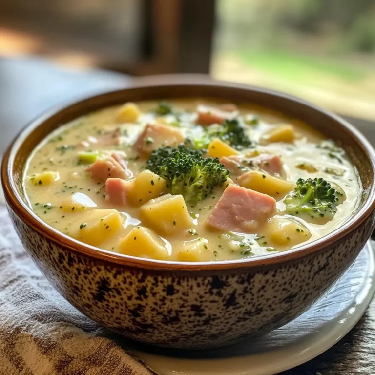 SLOW COOKER CHUNKY HAM, POTATO, CHEESE AND BROCCOLI SOUP