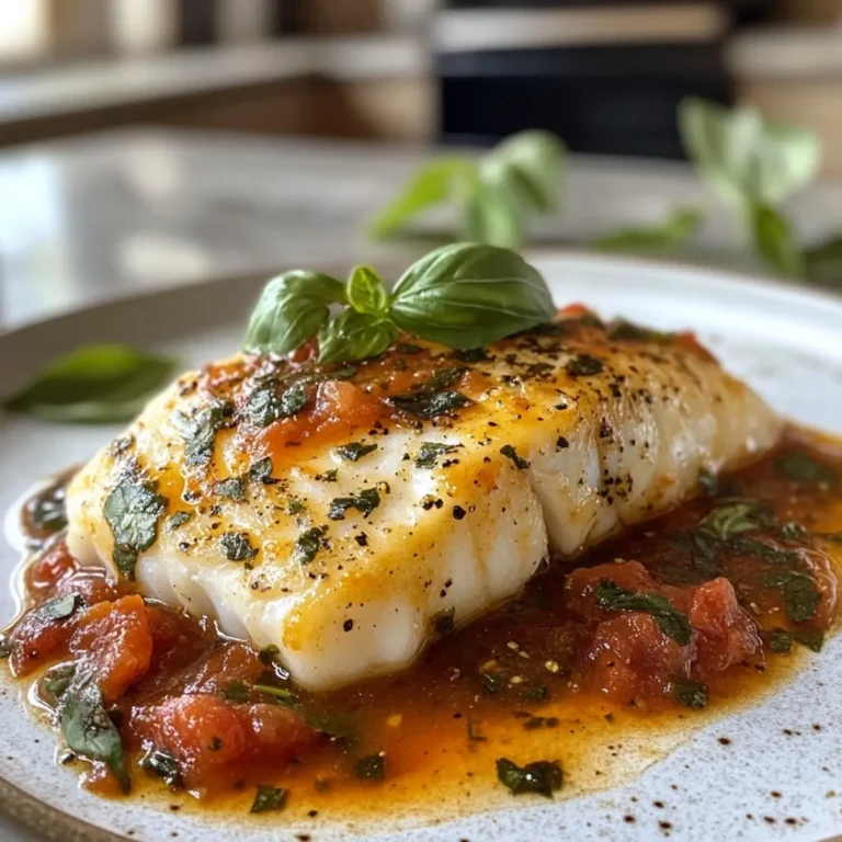 Pan-Seared Cod in White Wine Tomato Basil Sauce