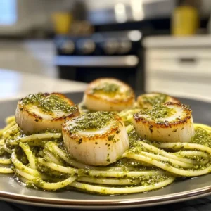 Seared Scallop Pesto Pasta