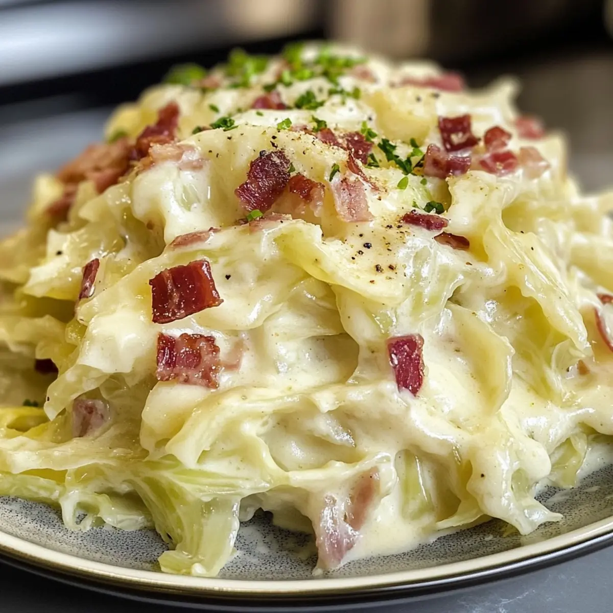 Cabbage Alfredo Pancetta