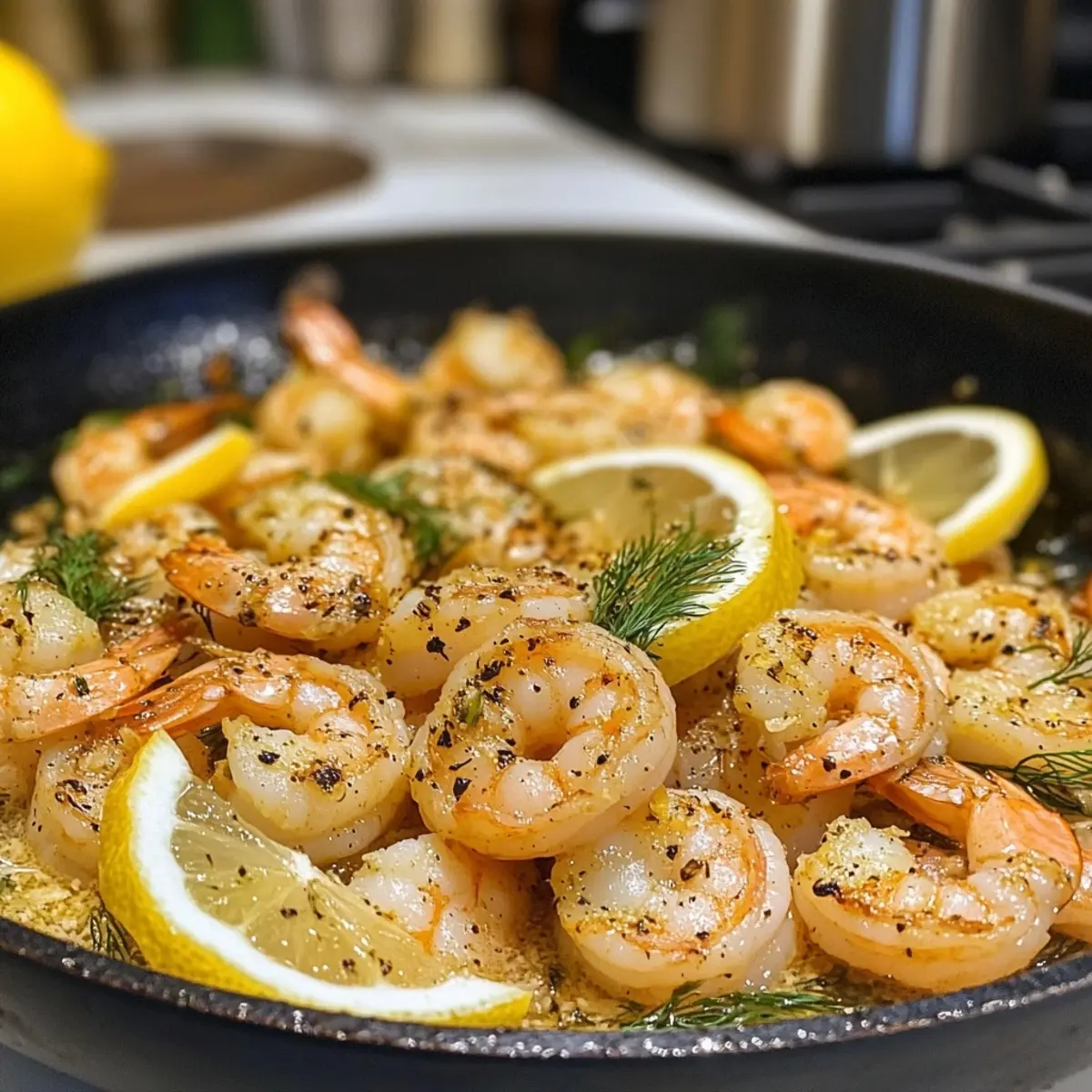 Lemon Dill Shrimp Skillet