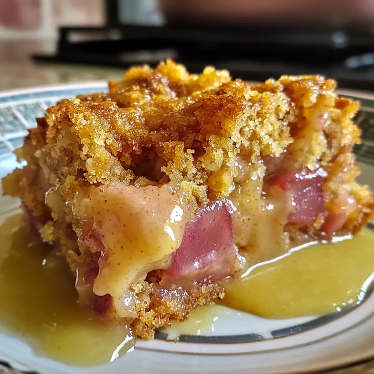 Rhubarb and Ginger Custard Dump Cake
