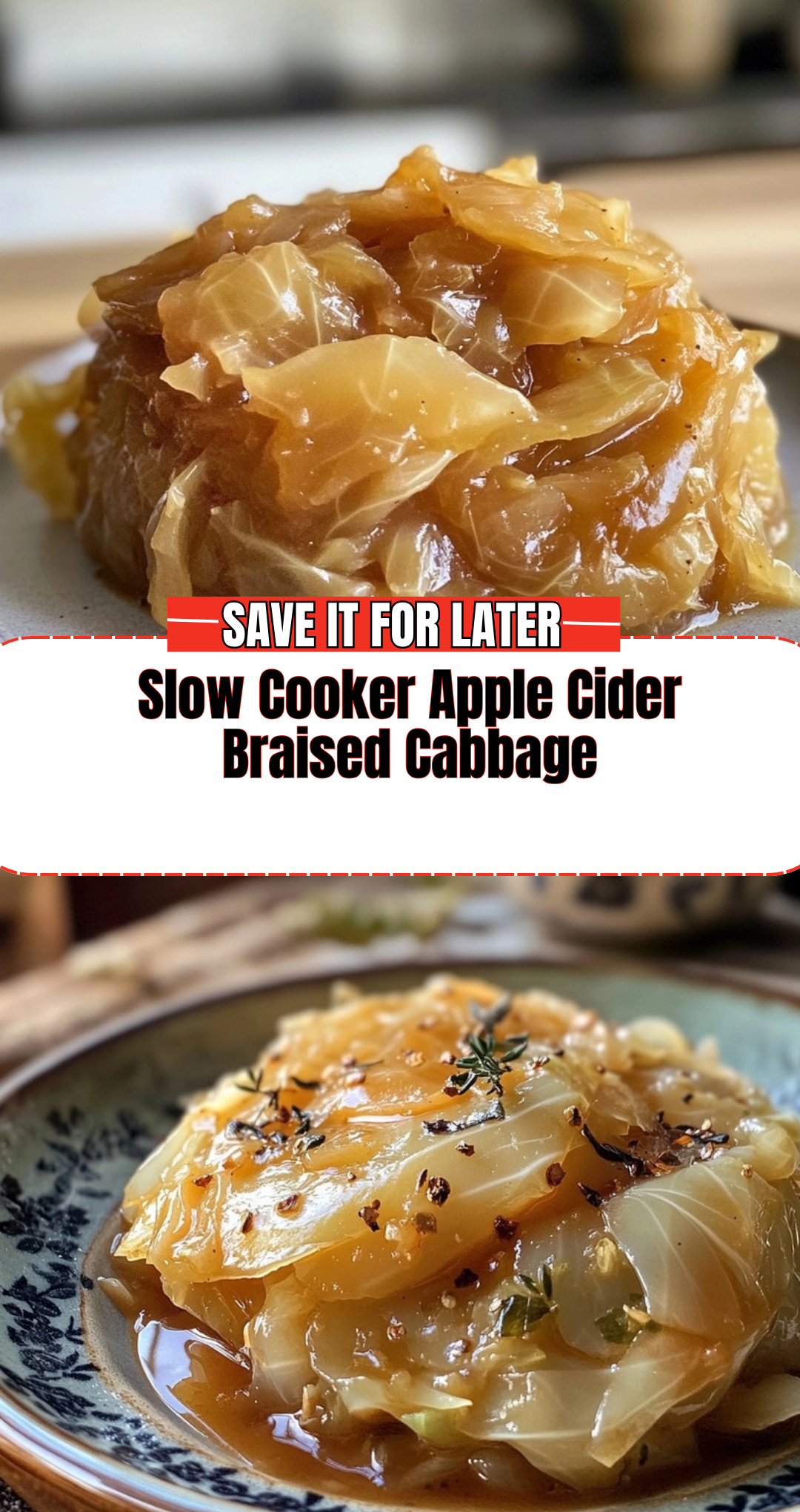 Slow Cooker Apple Cider Braised Cabbage