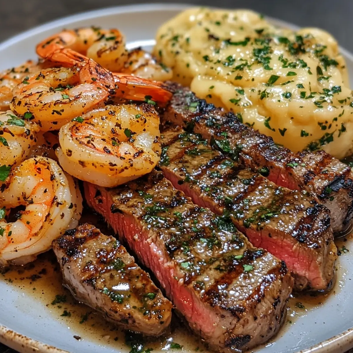 Garlic Butter Grilled Steak and Shrimp
